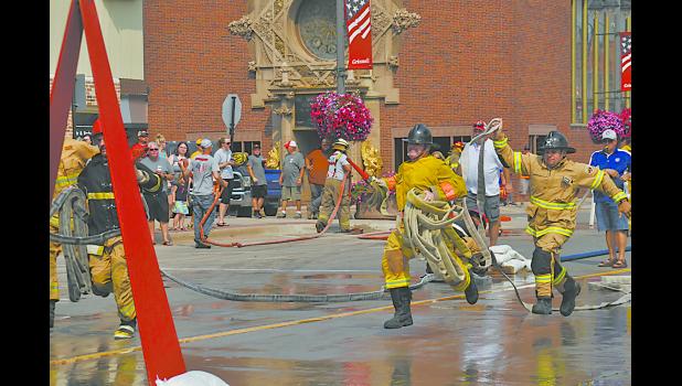 Leader line drill at Iowa Firefighters Convention in Grinnell